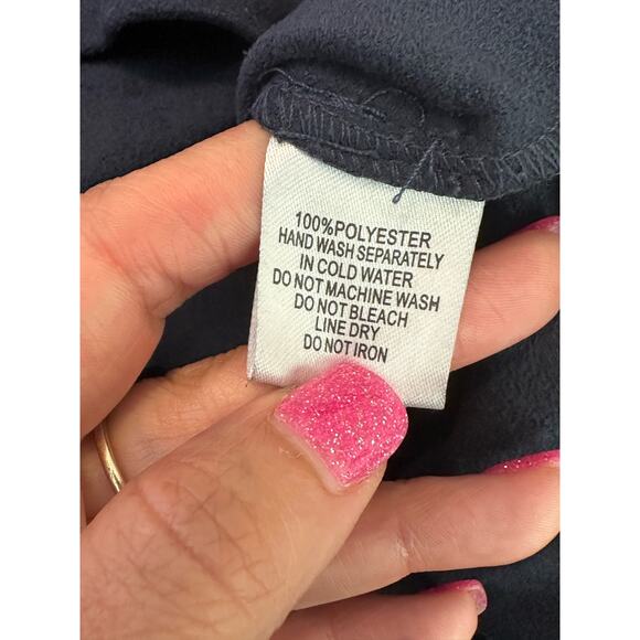 American Threads navy blue faux wrap pull on mini skirt size large - Picture 5 of 12